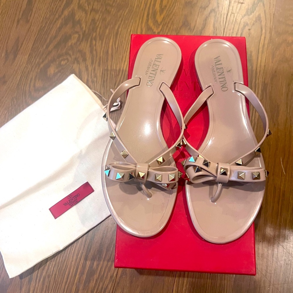 Valentino tan gold studded sandal